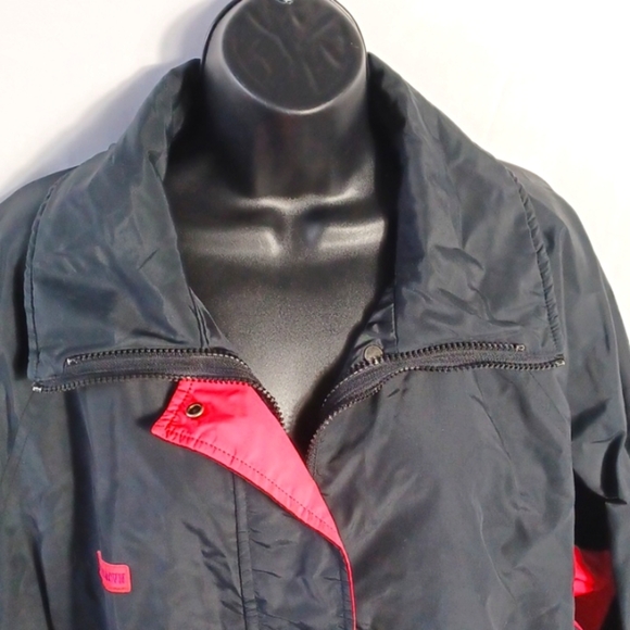 Sno Down Zinger vintage retro ski coat, black & hot pink - Picture 2 of 8